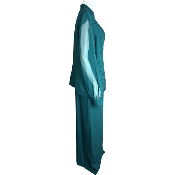 J.R. Nites by Caliendo Green 2-Piece Evening Dress and Jacket Size 14 Sheer NWT - Picture 11 of 16